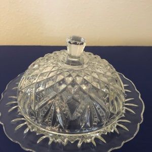 Indiana company diamond cut glass butter dish‎: Farmhouse, cottagecore
